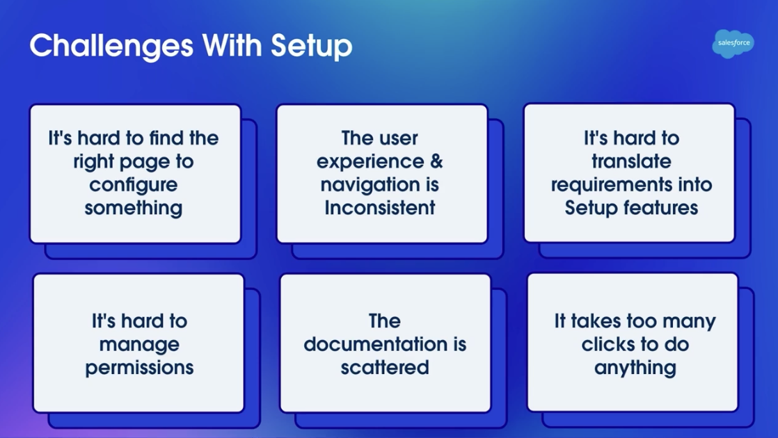 Salesforce official summary of six Setup pain points